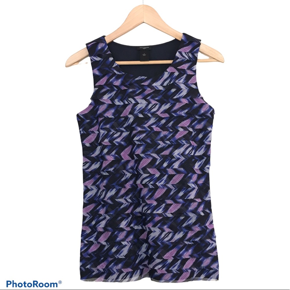 Ann Taylor Purple Tiered Ruffles Sleeveless Top